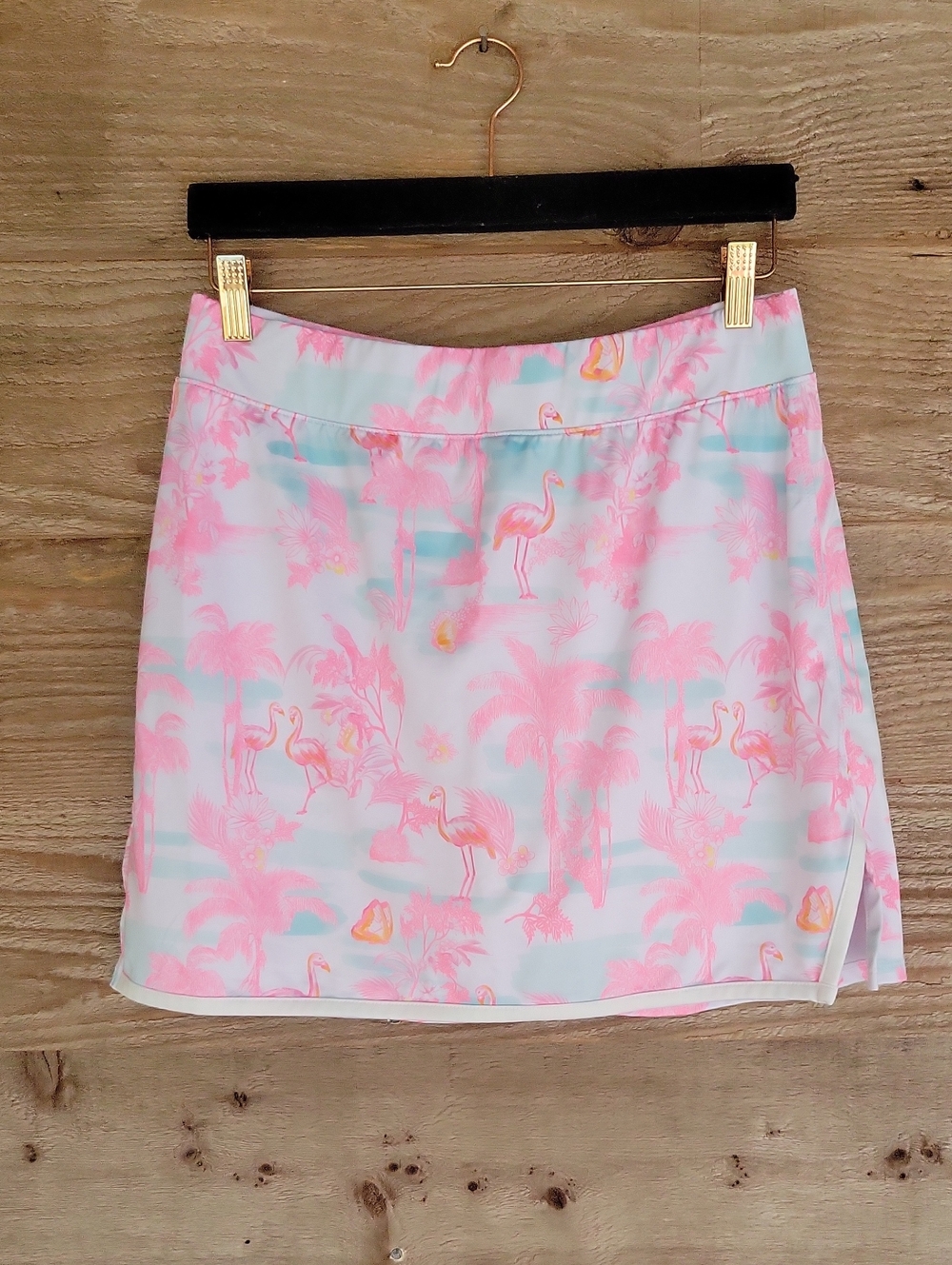crown & ivy Size Medium Pink Flamingo Print Tennis Skirt